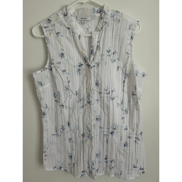 Dressbarn White Floral Sleeveless Blouse - Women's Large - Picture 3 of 7